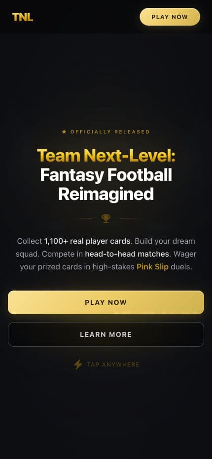 Team Next-Level mobile landing page