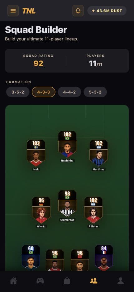 Team Next-Level mobile squad builder